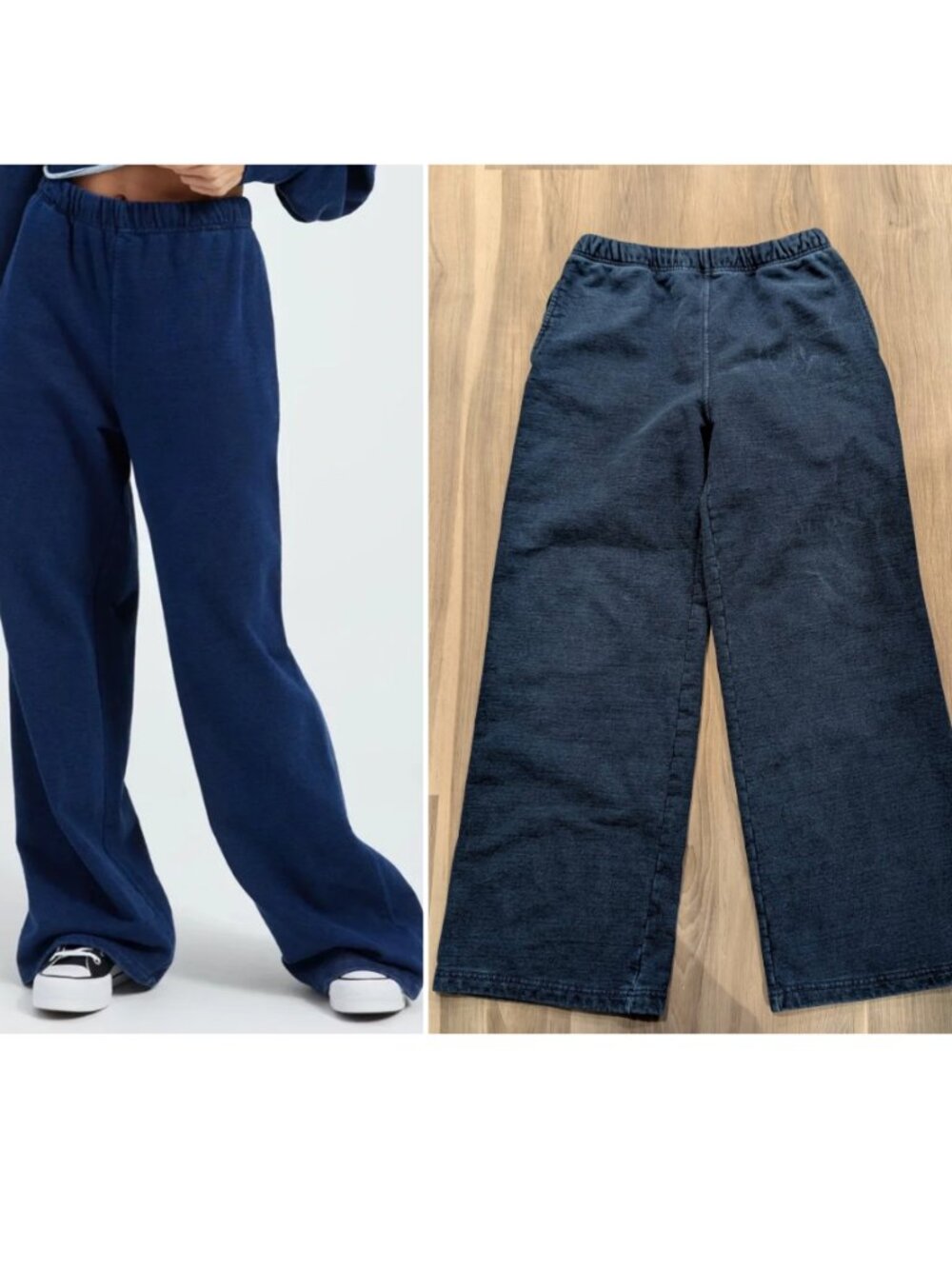 Good American | Jeanius Indigo Wide Leg Sweatpants In Dark Wash